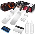 8PCS Whaleme Griddle Accessories Kit, Flat Top Grilling Accessories Set for Blackstone and Camp Chef, Metal Grill BBQ Enlarged Spatulas Set with Carry Bag Outdoor BBQ & Teppanyaki and Camping