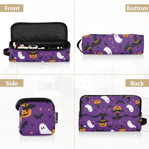 Bolsa organizadora para herramientas de cabello Black Witch Hats Bats Marble resistente al calor para planchas, rizadores y accesorios de cuidado capilar miniatura 5