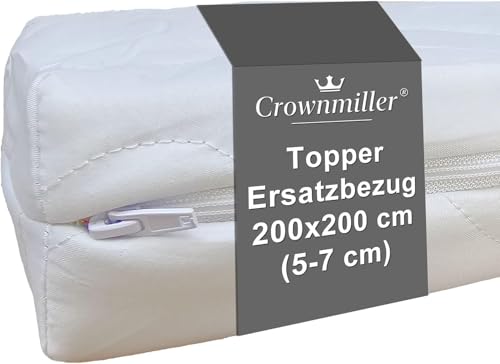 Crownmiller Topperbezug 200 x 200 cm - für Topper von 5-7 cm | mit Reißverschluss | weiche Mikrofaser | waschbar 60°C | OEKOTex