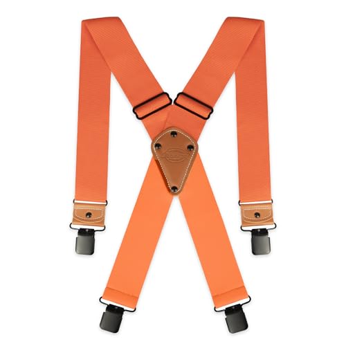 Dickies Industrial Strength Suspenders - Mens Wide Adjustable Thick Strap Clips for Work Heavy Duty Pants neon orange One sizee