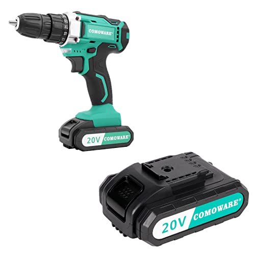 COMOWARE 20V Cordless Drill, Electric Power Drill Set with 2