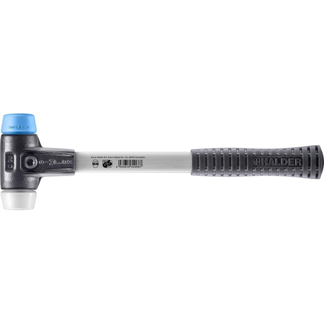 Maillet SIMPLEX, TPE souple/superplastique; avec boîtier en fonte malléable renforcée et manche en fibre de verre | D=30 mm | 3717.030