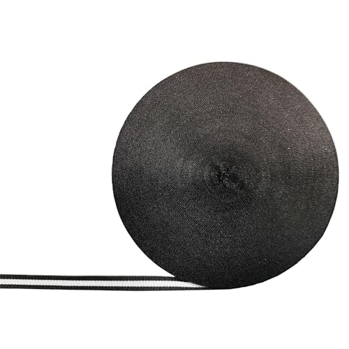 Rolo de fita listrada preta e branca, 9,5 cm de largura, 50 metros de tecido de poliéster com listra