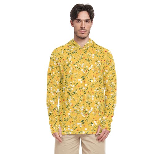 Autumn Flowers Orchid Yellow Sun Shirts Hoodies for Men Long Sleeve Beach Hoodies UPF 50 + Beach Shirt S - Main Image