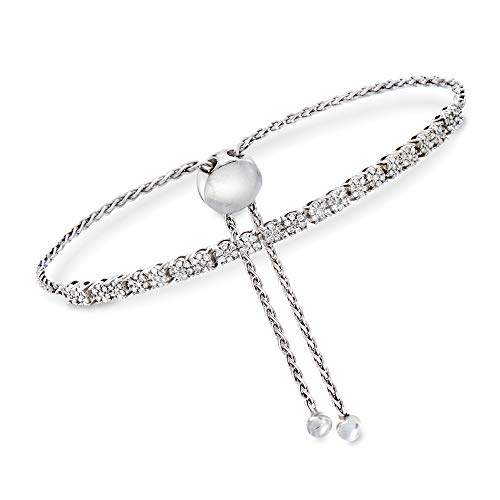 Ross-Simons 0.50 Ct. T.w. Diamond Cluster Bolo Bracelet In Sterling Silver #TOP3
