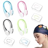 4 Stück Nasenklammer Schwimmen,Anti-Rutsch Nasenklammer,nasenclip schwimmen,wasserdichte Anti-Rutsch Nasenclips mit Aufbewahrungsbox,für Erwachsene und Kinder Schwimmen Freitaucher und Anfänger