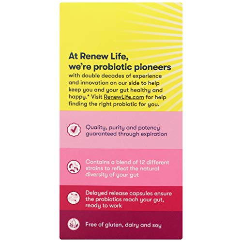 Image of Renew Life Women's Probiotic Capsules, Supports pH Balance for Women, Vaginal, Urinary, Digestive and Immune Health, L. Rhamnosus GG, Dairy, Soy and Gluten-Free, 90 Billion CFU - 60 Ct | 60 Vegetarian Capsules | Promote Digestive Health & Regularity | Dairy, Soy and Gluten Free Supplement