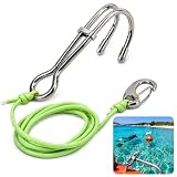 Hominas Gancio per Immersione, Cordino Subacquee Anticorrosivo Scuba Drift Hook con Linea Luminosa Gancio per Immersioni Subacquee