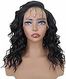 LUXLUXE Justice 18 inch Cut Layered 3.5' C Parting HD Lace Front Wig with Baby Hair, Heat Resistant Synthetic Fiber Hair, BL-0164 (Natural Black)