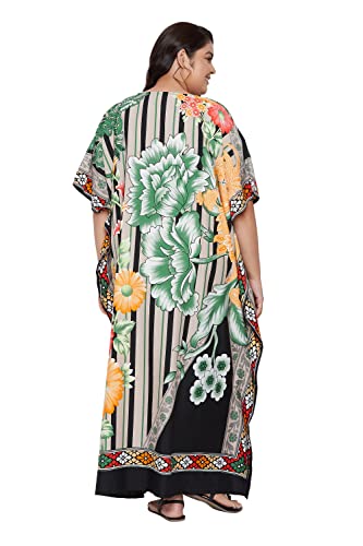 Image of Oussum Women Kaftan Plus Size Polyester Summer Lightweight Caftan Swimsuit Cover Ups Maxi African Mumu Lounge House Dress
