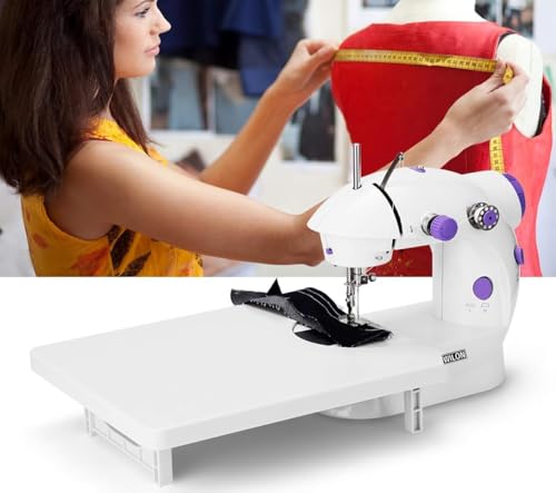 Image of Electric Sewing Machine With Table Set, Mini Silai Machine For Home Tailoring, Stitching Machine With Foot Pedal, Adapter And Fully Loaded Sewing Kit (SM-ET-S-KT-202-Purple)