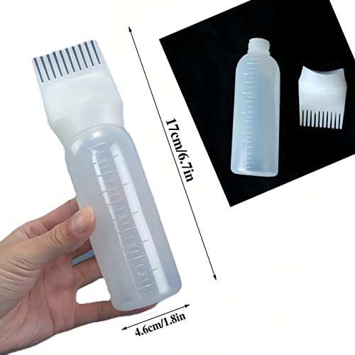 Root Comb Applicator Bottle 6 Ounce,3 Pack Applicator Bottle For Hair Dye With Graduated Scale(White) #TOP4