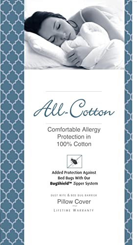 National Allergy Premium Kissenschutz aus 100 % Baumwolle mit Reißverschluss - 40 x 60 cm - Weiß - Hypoallergener Bettwanzen- und Hausstaubmilben-Kissenbezug - Atmungsaktiver Überzug - Image 3