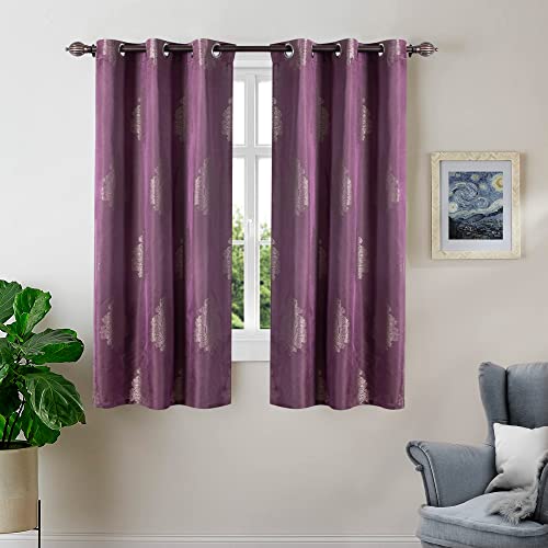 Image of Deco Window Polyester Semi Blackout Curtains 5 feet Long Set of 2, Room Darkening (Eyelet,Amethyst, 3.5X5FT) Curtains for Bedroom and Living Room