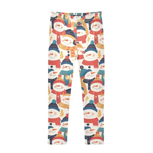 KLL Black White Christmas Snowman Girls Leggings Fashion Full Length Dance Pants Running