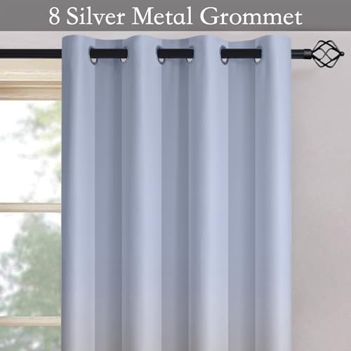 Image of SimpleHome Ombre Gradient Burnt Orange White to Gray Curtains Bedroom 84L | Room Darkening Curtains,Light Blocking Thermal Insulated Grommet Window Curtains for Living Room,2 Panels,84 Inches Length