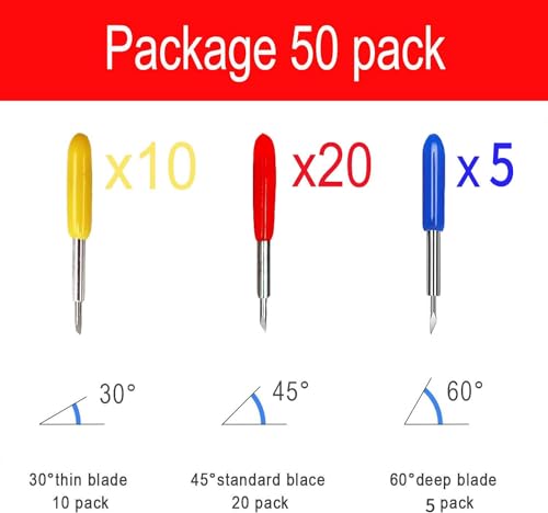 Image of TecoKart 35PCS Replacement Cutting Blades for Cricut Explore Air 2 /Air 3 /Make 3 /Maker 20PCS 45 Fine Point Blade +5PCS 60 Deep Cut +10PCS 30 Replacement Blade for Cricut