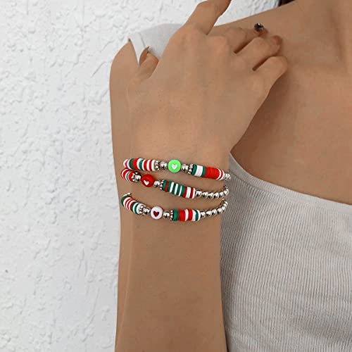 Nanafast Preppy Bracelets Heishi Bracelets Set Smiley Face Bracelets For Women Y2K Bracelets Stretch Bracelets For Teen Girls Christmas Bracelets Holiday Jewelry For Christmas Thanksgiving Christmas #TOP5