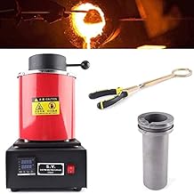 Automatic Electric Melting Furnace, 1KG/2KG/3KG Gold Melting Furnace 1100CDigital Melting Furnace Machine 1600W Casting Refining Precious Metals Gold Silver Tin Aluminum,2KG 3kg