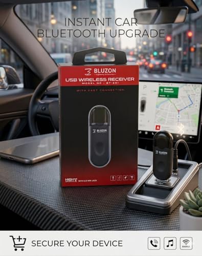 Image of USB Bluetooth Audio Receiver Dongle, 3.5mm Audio Jack Adapter, USB Powered, High Transmission Range, with Calling Function, for Car, Speakers, Headphones