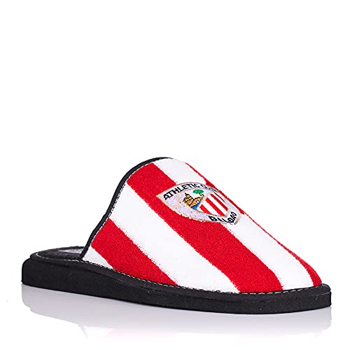 ANDINAS 599-10 Chinela oficial del Athletic Club Bilbao para aficionados. Zapatillas de rizo con diseño clásico blanco y rojo, fabricadas HOMBRE ZAPATILLAS CASA BLANCO-ROJO 36