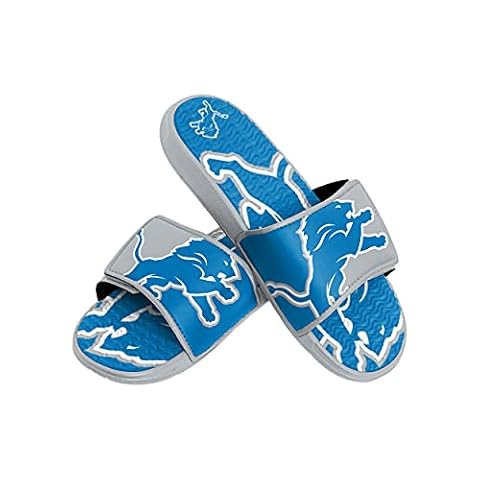 FOCO NFL Detroit Lions męskie sportowe klapki żelowe do prysznica japonki sandały z kolorowym blokiem duże logo, XL (13-14) (FFSSNFCBBLGGEL)