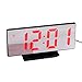 SNAWEN Cyfrowy budzik LED, lustrzane elektroniczne zegary wielofunkcyjne, duży wyświetlacz LCD cyfrowy zegar stołowy z kalendarzem temperatury, czerwony 2