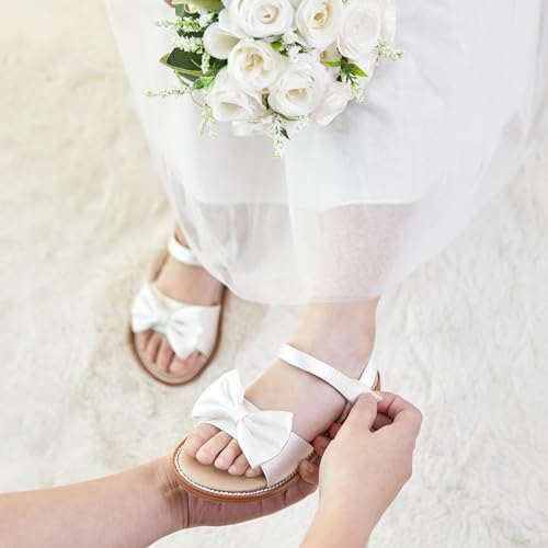 Image of Felix & Flora Toddler Girl Sandals - Little Girl Easter Dress Shoes Lightweight Open Toe Beach Holiday Flats