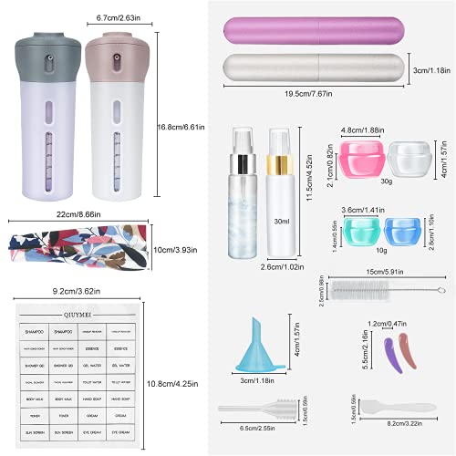 19 Pack Travel Bottles Set, Leak Proof Travel Accessories, Refillable Travel Size Toiletries Containers for Shampoo,Sanitizer,Lotions, Skin Care, Makeup Products with TSA Quart Bag2
