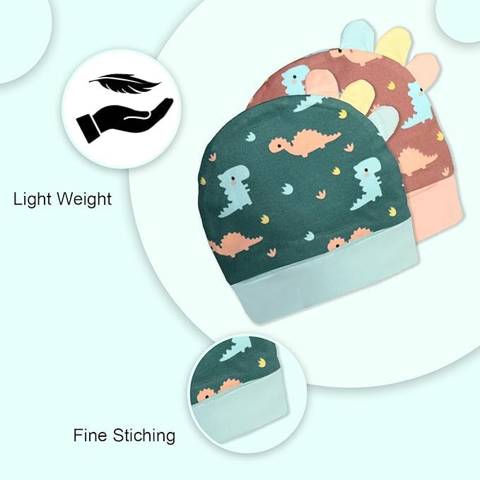 New Born Baby Stylish Cotton Caps/Topi/Hats | Cotton Baby Cap for Baby boy and Girl (Pack of 2) Multi