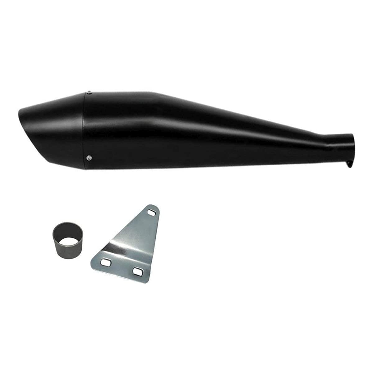 Dhe Best SR-09 Bike Bullet Dolphin Silencer Glass Wool Pollock Shape Along with Glasswool Black with Zed Clamp Bush for RE Thunderbird 500 Model 1-image-44