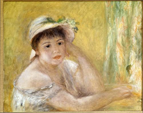 Peinture de Pierre Auguste Renoir : Toile Femme au chapeau de paille pour salon 60x90cm