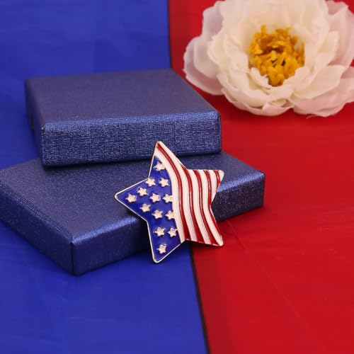 Image of American Flag Brooch Pin for Men Women Rhinestone Crystal Elephant Commemorates Brooch Pin American Independence Day Brooch for Men