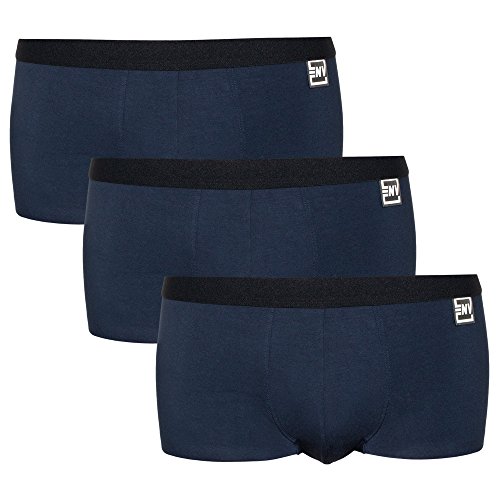 North Hill Goods Confezione da 3 boxer da uomo – disponibili in blu o nero – slip a vita bassa alla moda per tutte le occasioni, Blu, Small