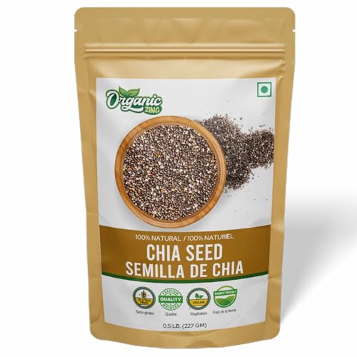 Organic Zing Chia Seeds | Gluten-Free, Vegan | Raw Whole Chia Seed | Premium Quality, Farm Fresh Superfood - 454g / 16 oz