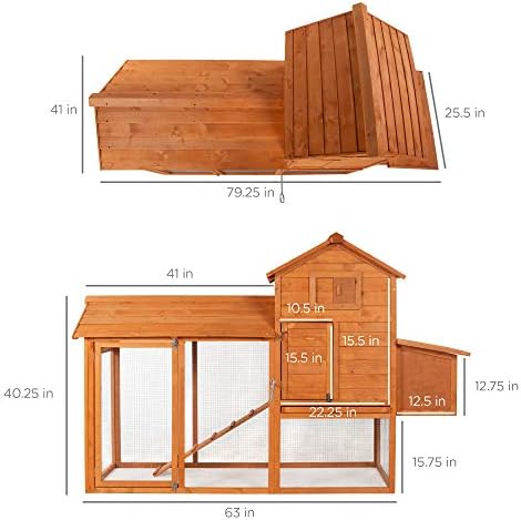 Best Choice Products 80in Outdoor Wooden Chicken Coop Multi-Level Hen House, Poultry Cage w/Ramps, Run, Nesting Box, Wire Fence, 3 Access Areas
