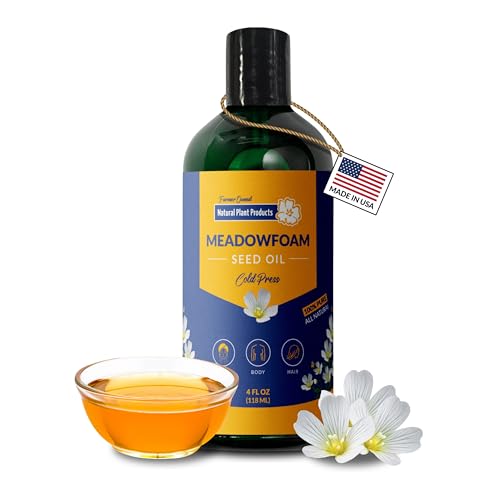 Meadowfoam Cold Pressed Oil - 100% Natural Virgin Antioxidant-Rich Moisturizer for Face Body Hair. Deep Moisture Lock Silky Non-Greasy Finish. Direct from Sustainable Oregon Co-op Farms