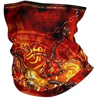 Cuello Pañuelo Pentagrama De Calavera Demoníaca Y Fuego Negro