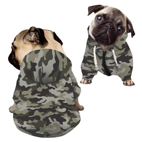 Sweat à capuche pour chien Howilath vert kaki imprimé camouflage M - 2