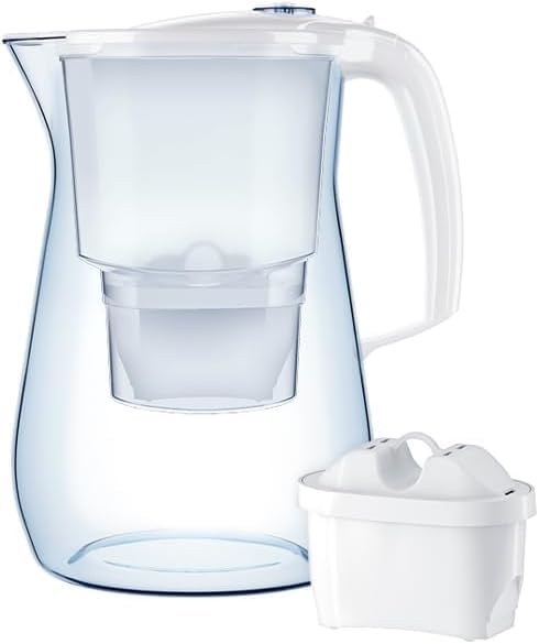 Miniatura 2 de AQUAPHOR Onyx White - Jarra con filtro de agua  Diseño de encimera con capacidad de 4.2 L, 1 filtro MAXFOR+ incluido que reduce el cloro de cal y