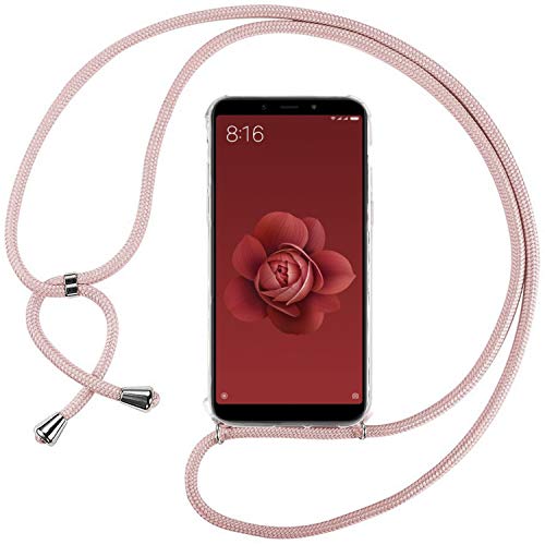         Ingen Funda Xiaomi Mi A2 / 6X-Carcasa Xiaomi Mi A2 / 6X con Colgante,Transparente Suave Silicona TPU Bumper Rubber Prueba de Golpes Caso para Xiaomi Mi A2 / 6X Case 5.99Pulgadas-Rosa       