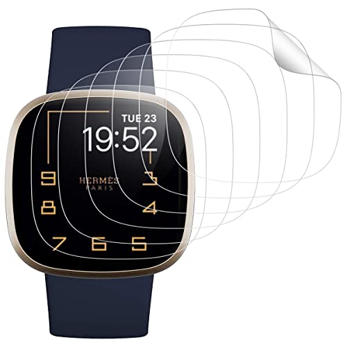 POOPHUNS 6 Piezas Protector de Pantalla Compatible con Fitbit Sense/Versa 3, 3D Cobertura Completa, Sin Burbujas, Anti Arañazos TPU Filma Protector Compatible con Versa 3 Cover