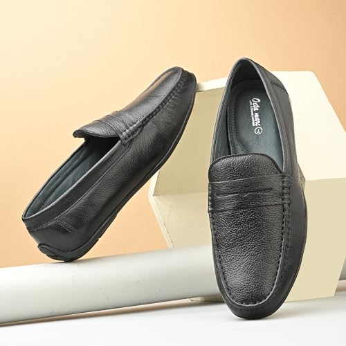 Image of Octa marc Men's Genuine Leather Loafer Shoes | Natural Rubber Sole with Soft Cushioned Insole | Classic Slip-On Design for Office, Party, Formal & Casual Wear