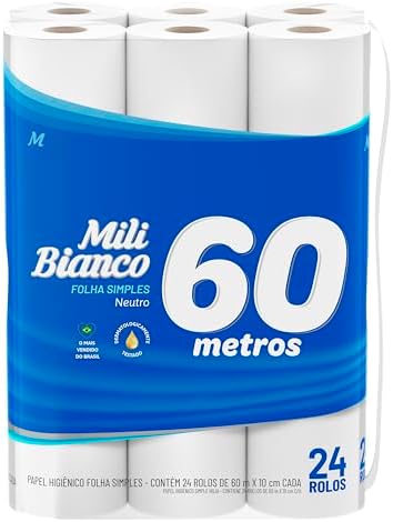 Mili Papel Hig 60M Pacote De 24 Branco
