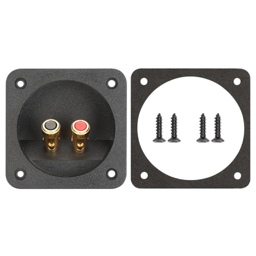 3.1 Inch Square Push Spring Speaker Terminal Cup,2-Way Speaker Terminals with Gold Plated Binding Posts,Bare Wire Connection,1 Pack
