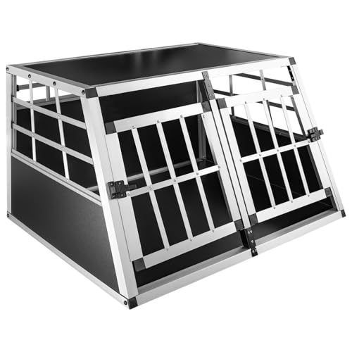 Auswahl Hundebox Hundetransportbox Auto Alu Hunde Tranportbox Aluminium Kofferraum Transport Box für Hund Dog Autobox 89 x 69 x 50 cm Haustier Käfig Petigi, Größe:S - Doppeltür. ohne Trennwand