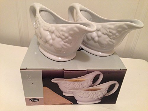 Gibson Banquet Buffet 16 oz. White Gravy Boat, 2 Piece Set