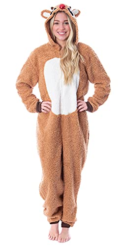 Seven Times Six Rudolph The Red-Nosed Reindeer Adult Sherpa Fleece Union Suit Pajama One-Piece (Rudolph, X-Large)