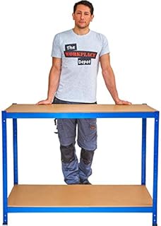 Garage Workbench, Heavy Duty Wooden Work Table Workshop Bench