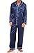 Del Rossa Mens Satin Pajamas, Long Button-Down Pj Set, Large Midnight Blue (A0752MBLLG)